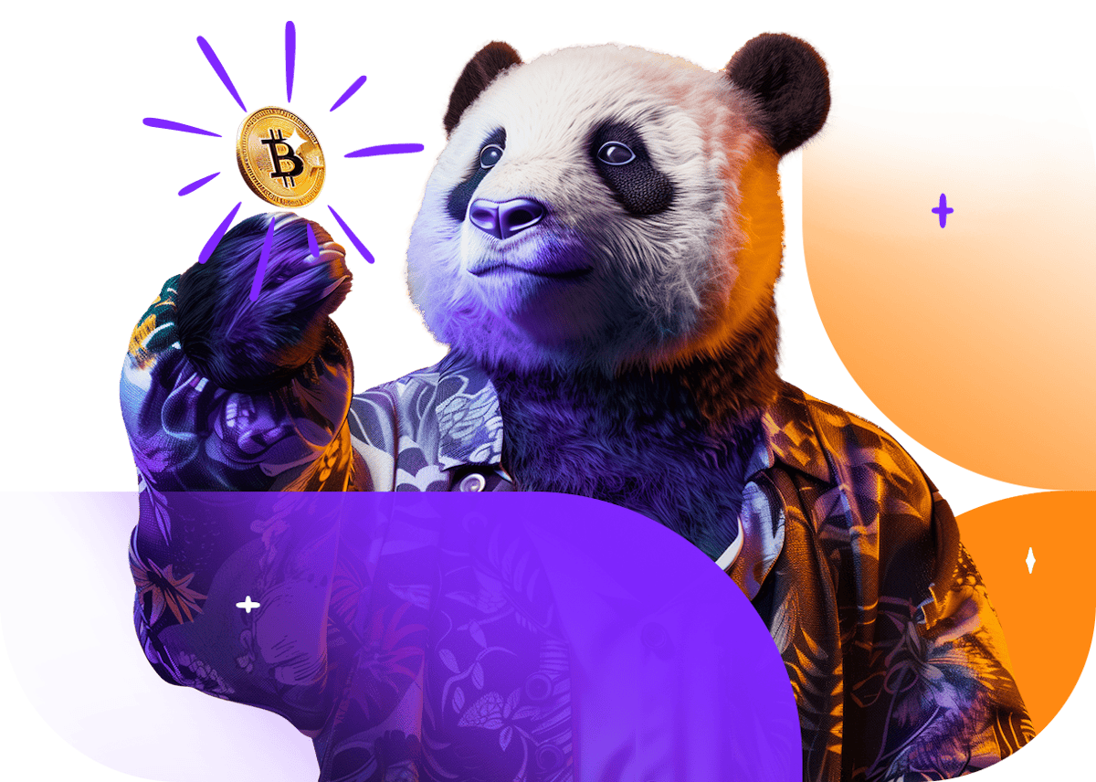 Panda holding a Bitcoin
